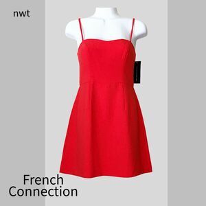 NWT New French Connection Red Strappy Cocktail Dress, Sz 2